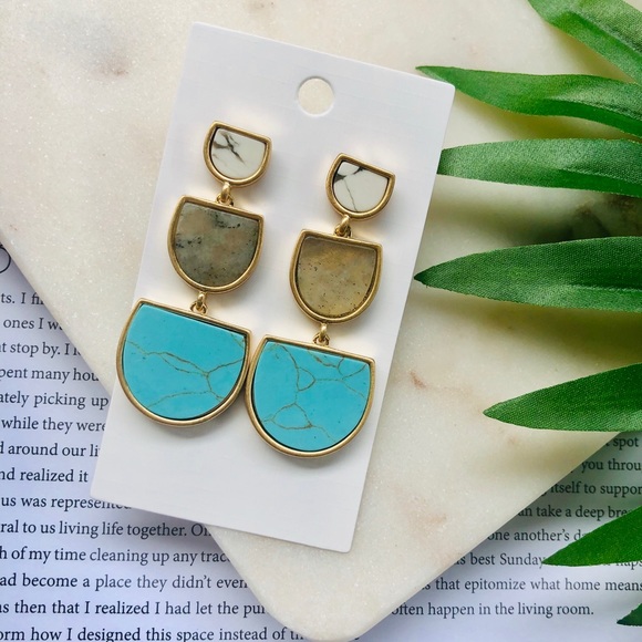 ⭐️LAST ONE⭐️Armora’s | Marbled/Turquoise Earrings - Picture 2 of 3